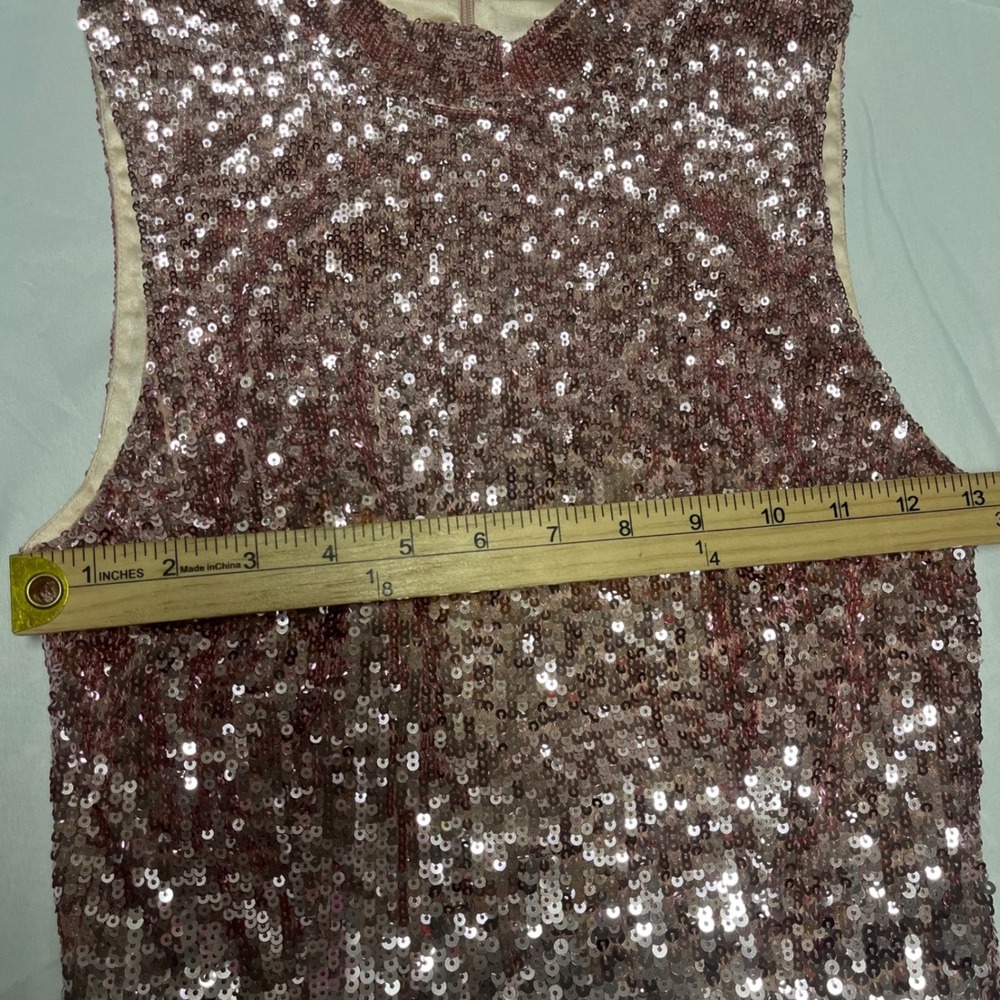 French Connection Rose Gold Ombre Sequin Mini Dress Size 0 - Picture 5 of 7
